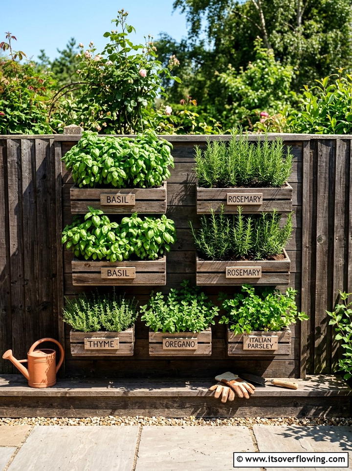 Herb Garden Wall - 25 backyard decorating ideas with farmhouse accents