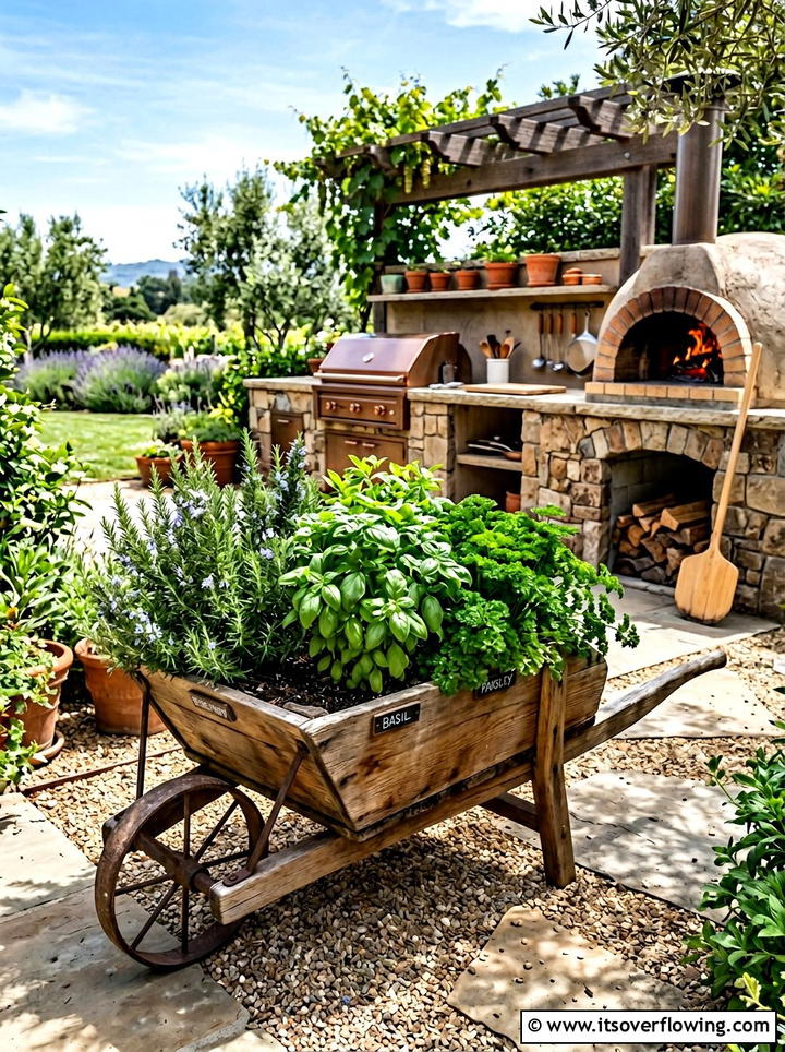 Herb Garden Wheelbarrow - 25 backyard ideas with wheelbarrow planter