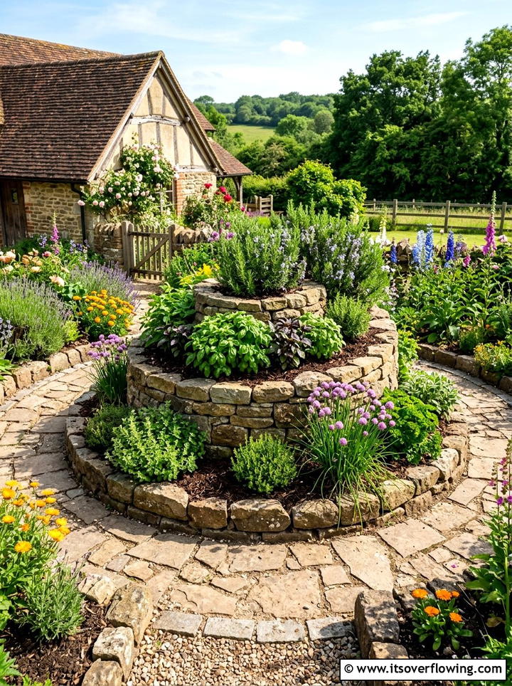 Herb Spiral Garden - 25 small garden ideas with cottage style