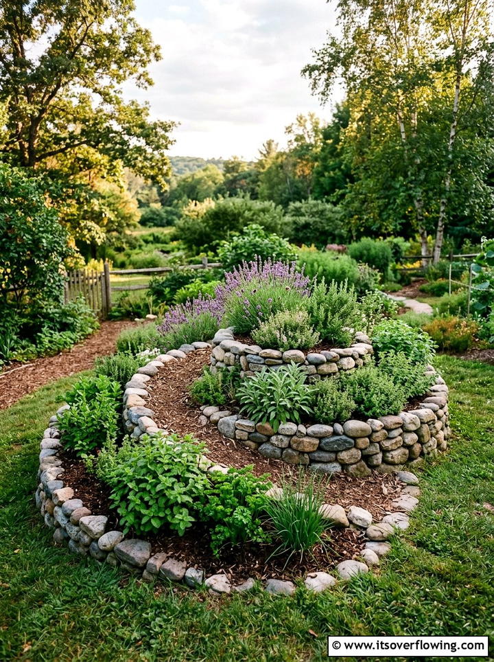 Herb Spiral Garden - 25 garden decor ideas with herb displays