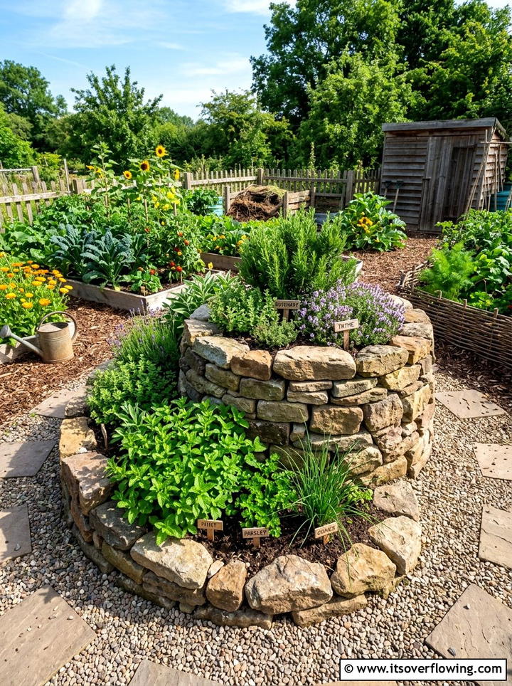Herb Spiral Garden - 25 cheap garden ideas with no grass landscaping