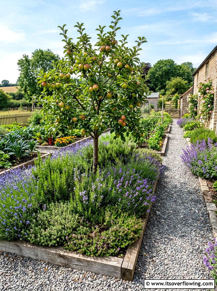 Herb and fruit garden combo - 25 garden ideas with fruit trees