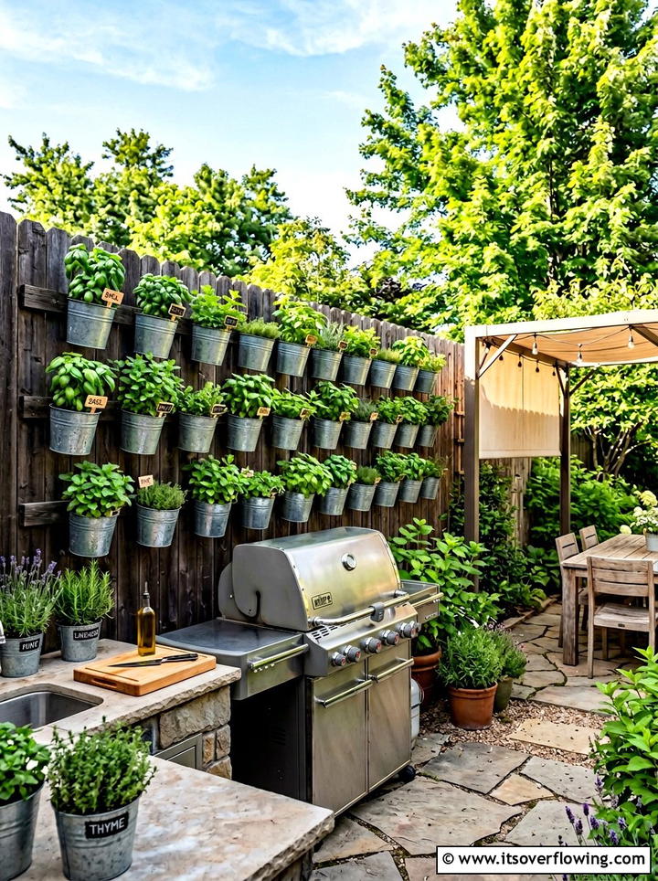 Herb garden on fence - 25 backyard decorating ideas with fence decor
