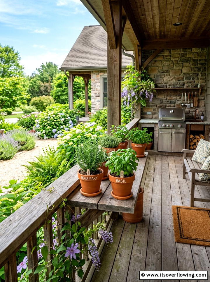 Herb garden on front porch - 25 front porch decor ideas with greenery