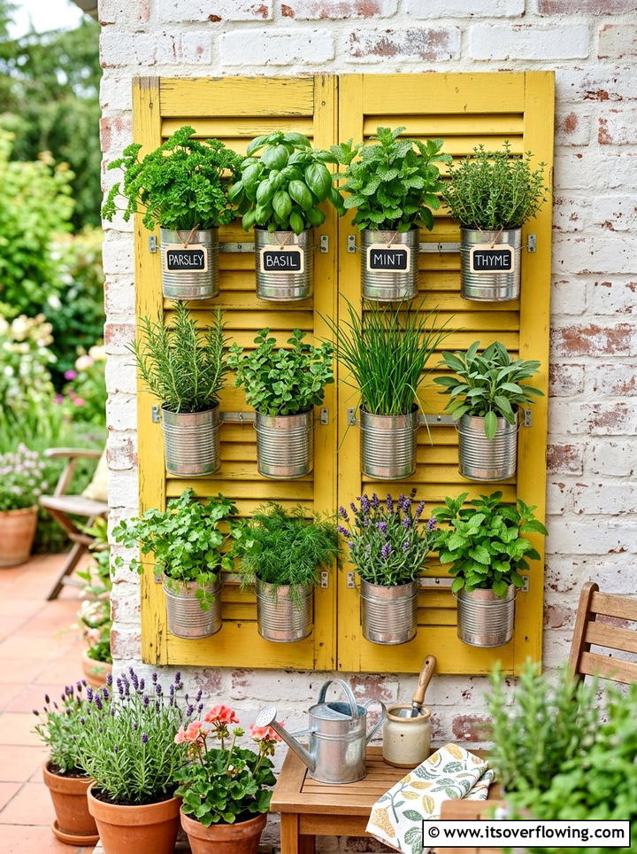 Herb garden planter - 25 upcycled garden ideas with old shutters