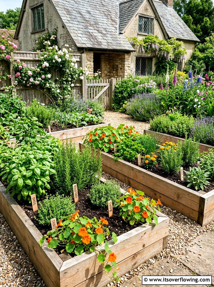 Herb garden raised beds - 25 garden decor ideas with floral displays