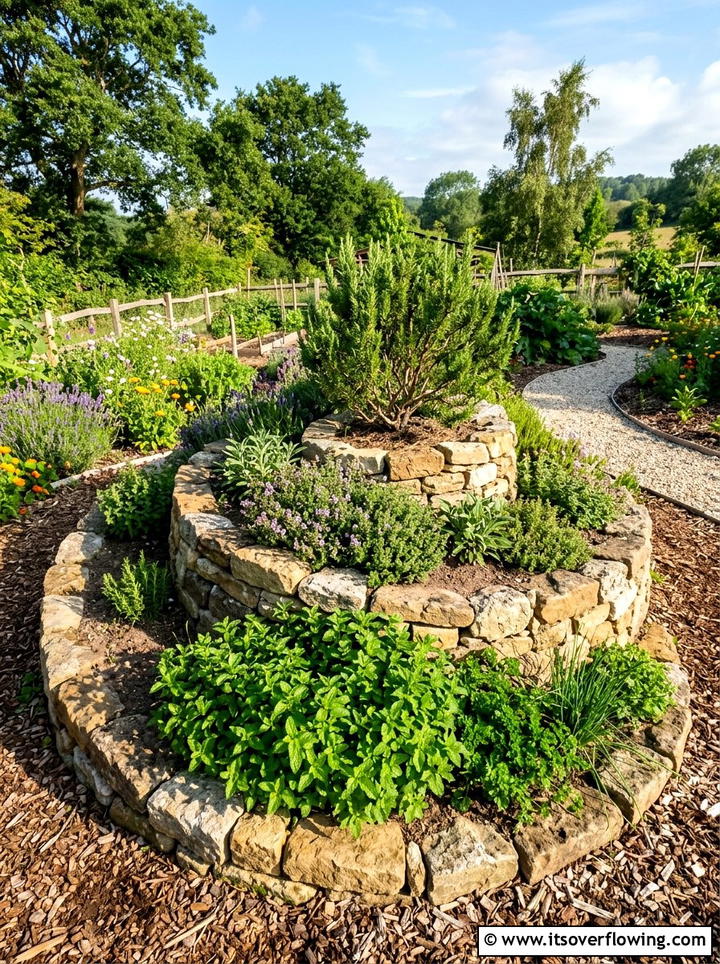 Herb garden spiral - 25 backyard ideas with raised planter boxes