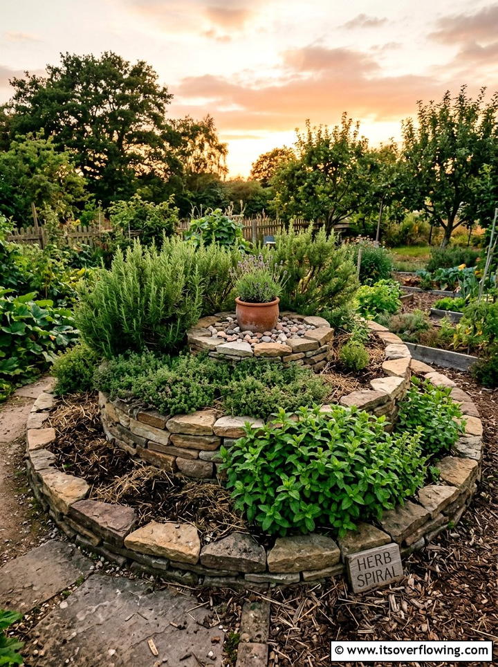 Herb garden spiral - 25 garden ideas with raised beds