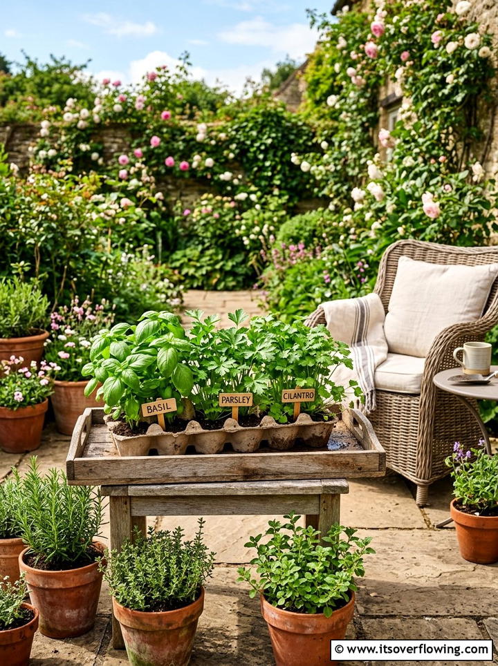 Herb garden tray - 25 recycled garden ideas with egg cartons