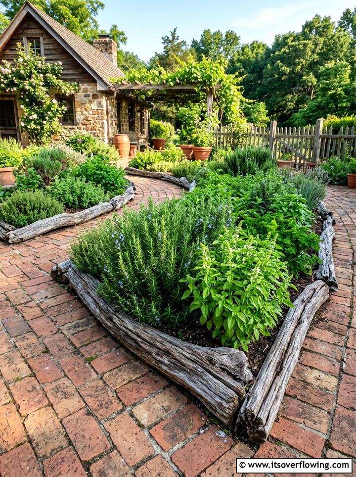 Herb garden with driftwood accents - 25 garden ideas with driftwood sculptures