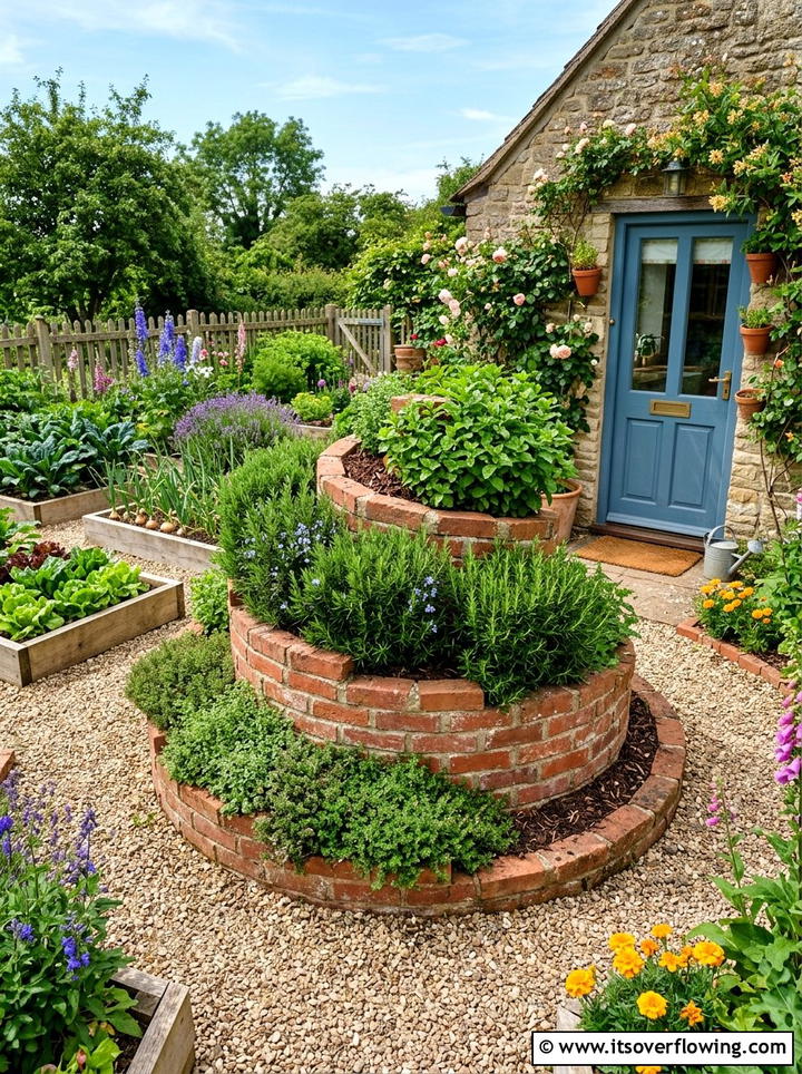 Herb spiral - 25 garden decor ideas for cottage gardens