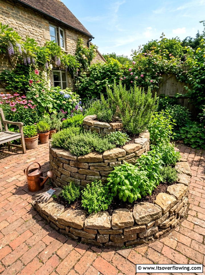 Herb spiral garden - 25 small garden ideas for full sun