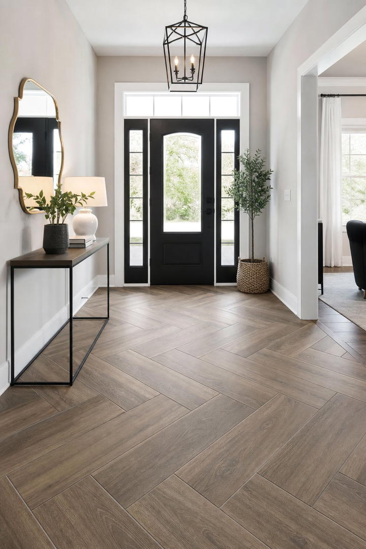 Herringbone Layout for Subtle Sophistication - 20 Stylish Small Entryway Tile Floor Ideas