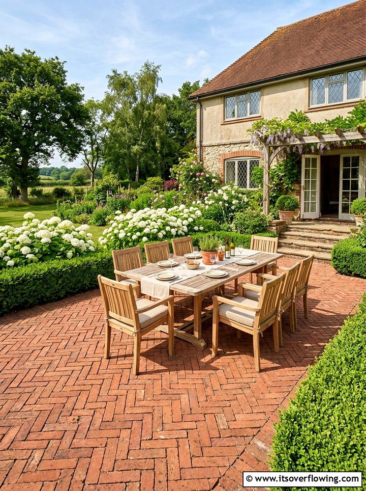 Herringbone Patio - 25 garden ideas with pavers