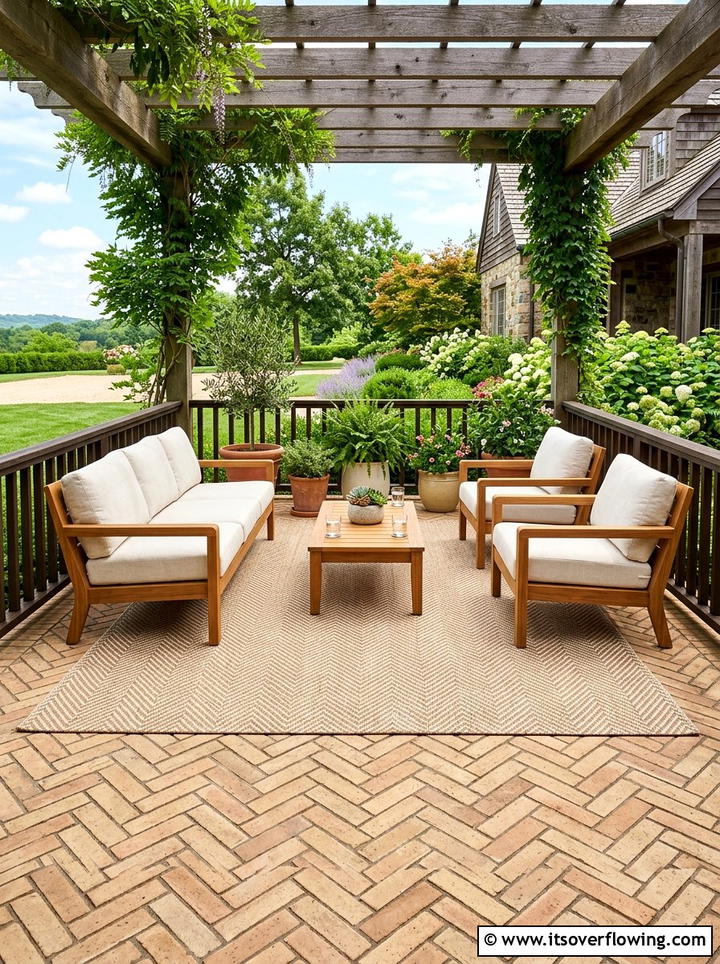Herringbone Pattern Porch - 25 front porch ideas with outdoor rug