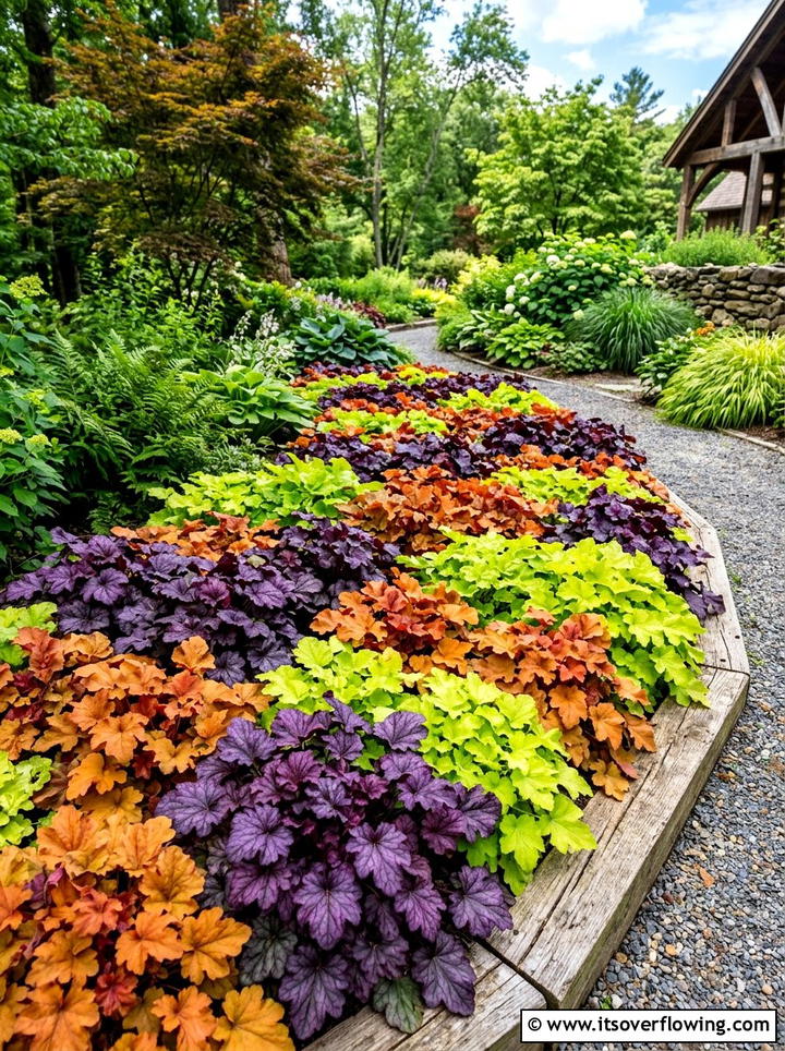 Heuchera Garden Bed - 25 garden ideas for shade