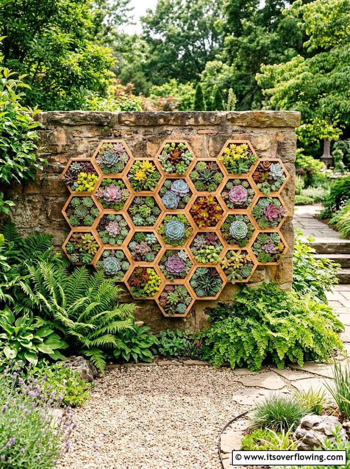Hexagon Succulent Wall Frame - 25 garden ideas with succulent frames