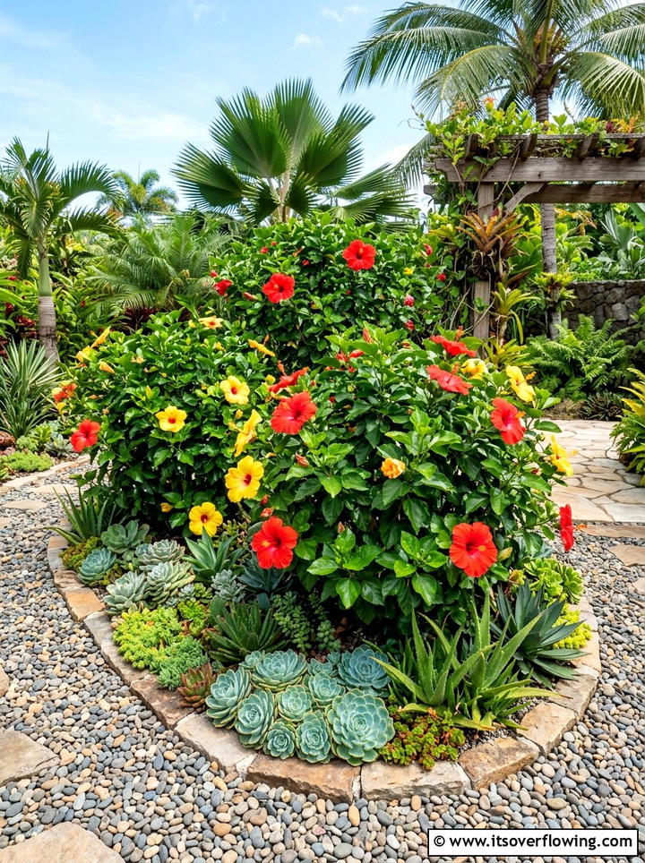 Hibiscus Bush Garden - 25 creative garden ideas with tropical foliage