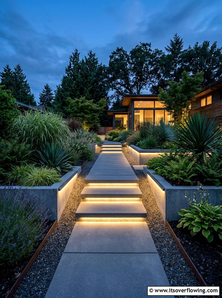 Hidden Accent Lighting - 25 creative garden ideas with modern landscape lines