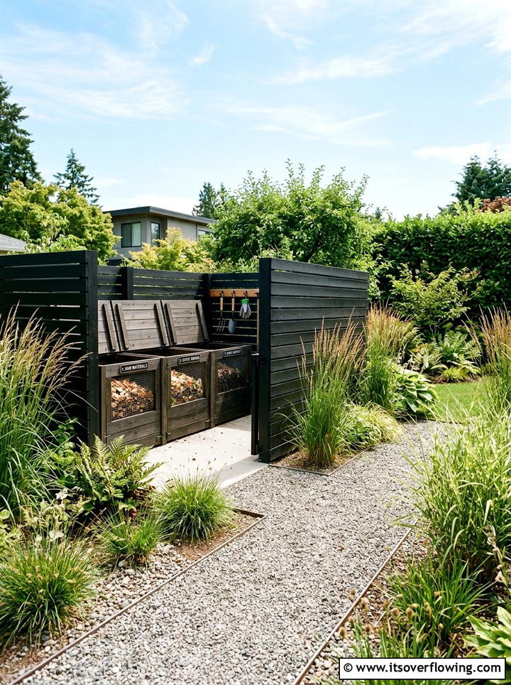 Hidden Compost Area - 25 backyard ideas with compost station