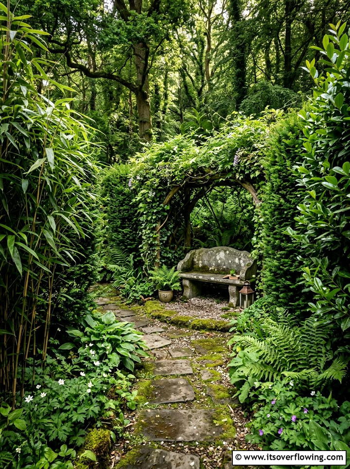 Hidden Garden Nook Behind Plants - 25 creative garden ideas with seating nooks