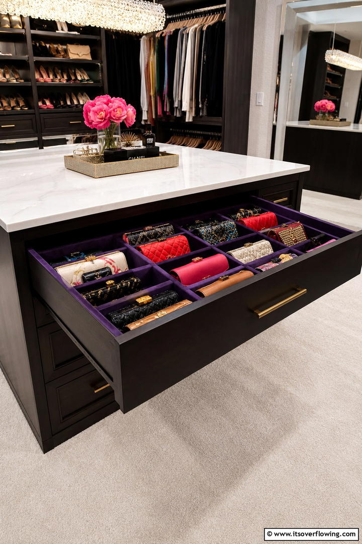 Hidden Purse Storage Drawer - 30 Efficient Pots and Pans Storage Ideas for a Tidy Kitchen