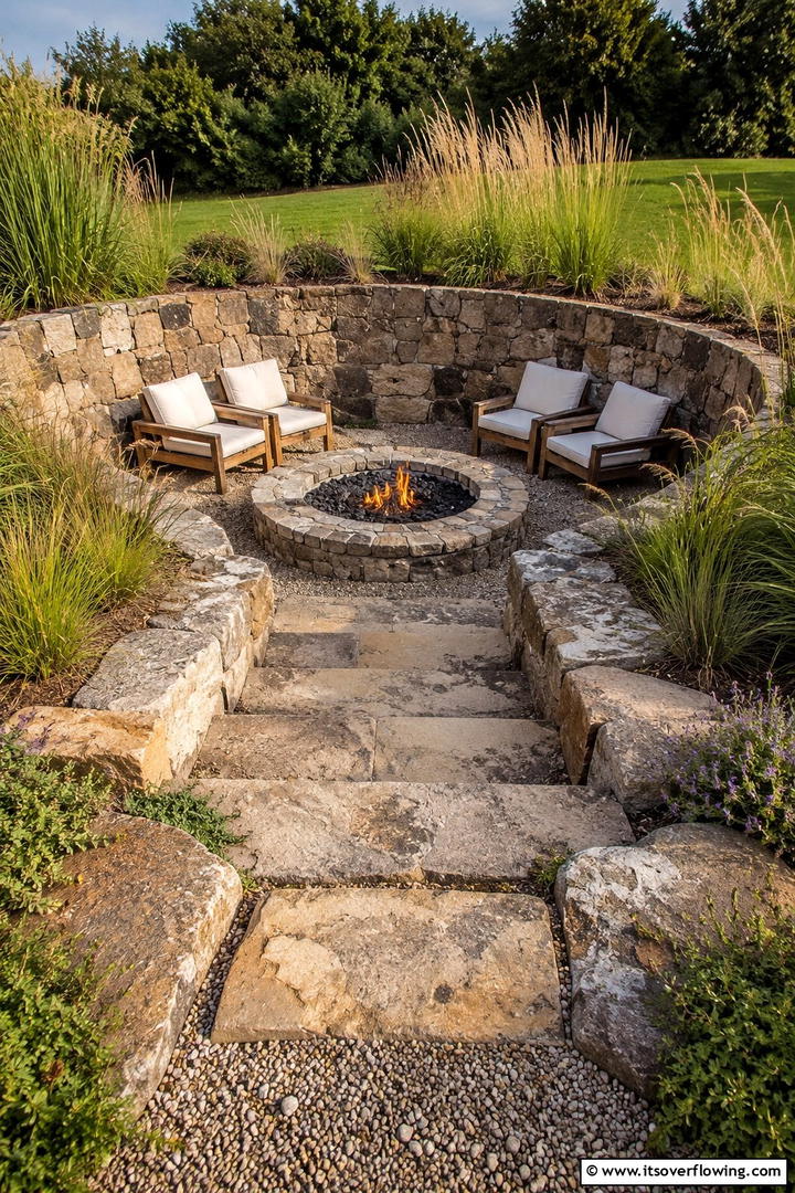Hidden Stone Fire Pit - 30 Elegant Stone Fire Pit Ideas for Backyard Entertaining