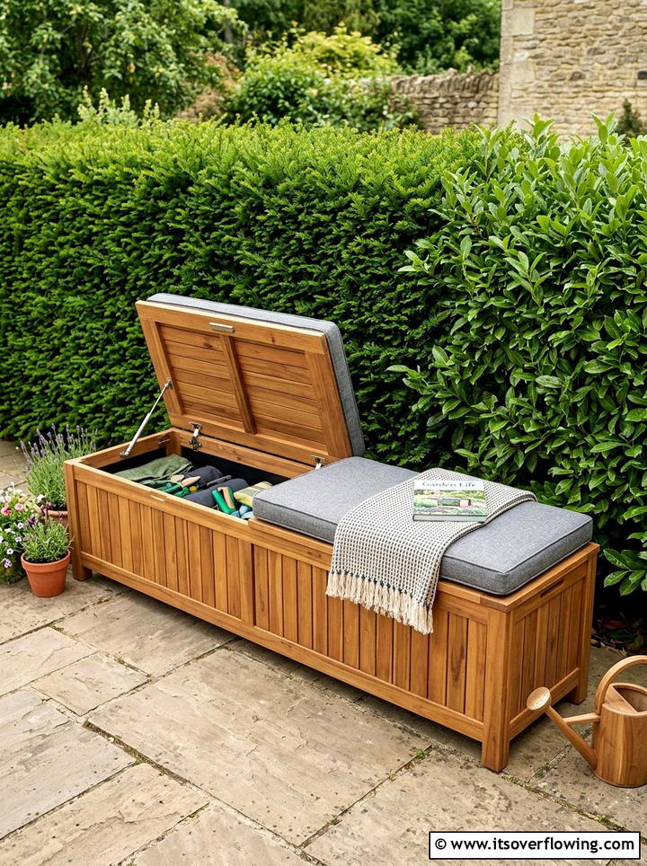 Hidden Storage Bench - 25 backyard ideas for small yards
