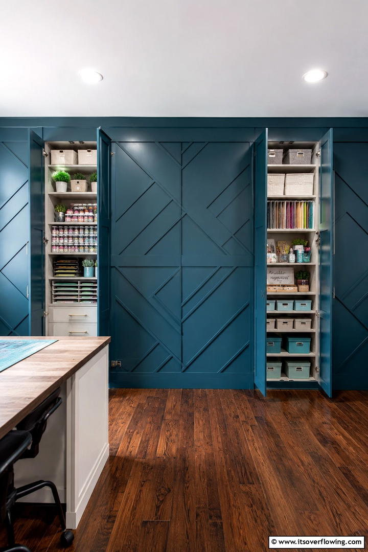 Hidden Storage Panels - 30 Small Craft Room Ideas for Organized Creative Spaces