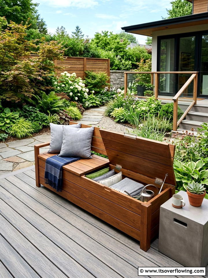 Hidden Storage Seating - 25 small garden ideas with minimalist style