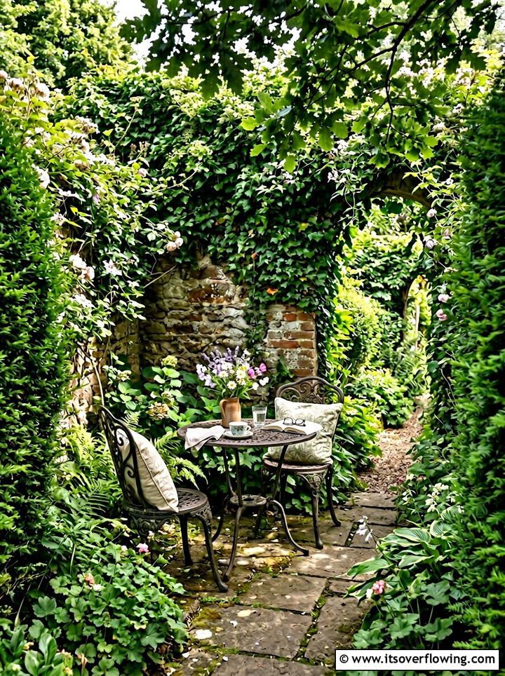 Hidden garden alcove - 25 creative garden ideas with outdoor dining spaces
