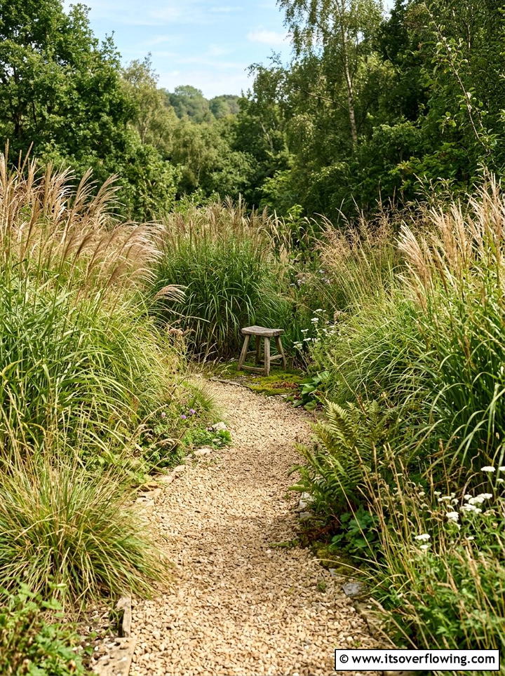 Hidden gravel path - 25 small garden ideas with reading nook