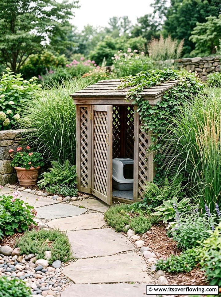 Hidden litter box area - 25 garden ideas for pets