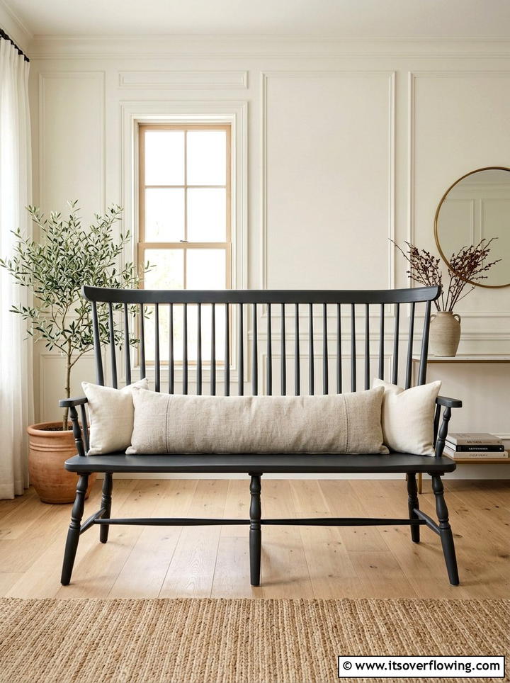 High Back Spindle Bench - 25 front porch decor ideas with antique benches