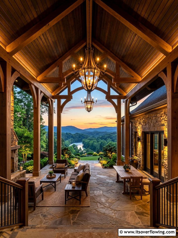 High Ceiling Porch - 25 front porch ideas with layered lighting