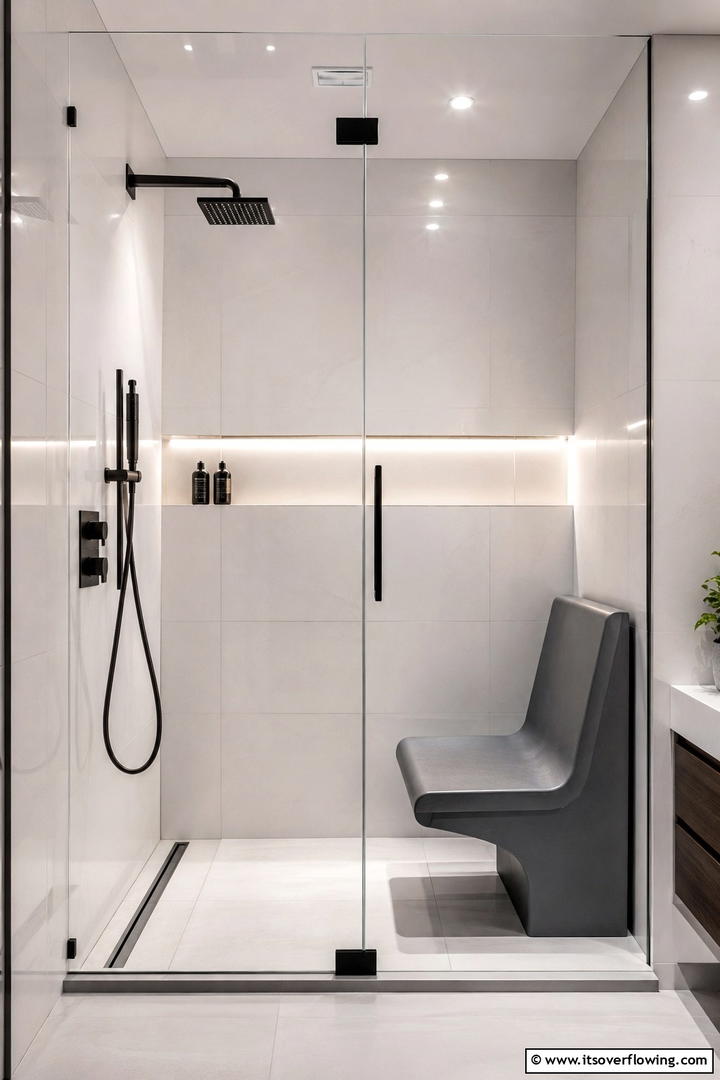 High Density Polymer Bench - 30 Shower Bench Ideas for Functional Bathroom Designs