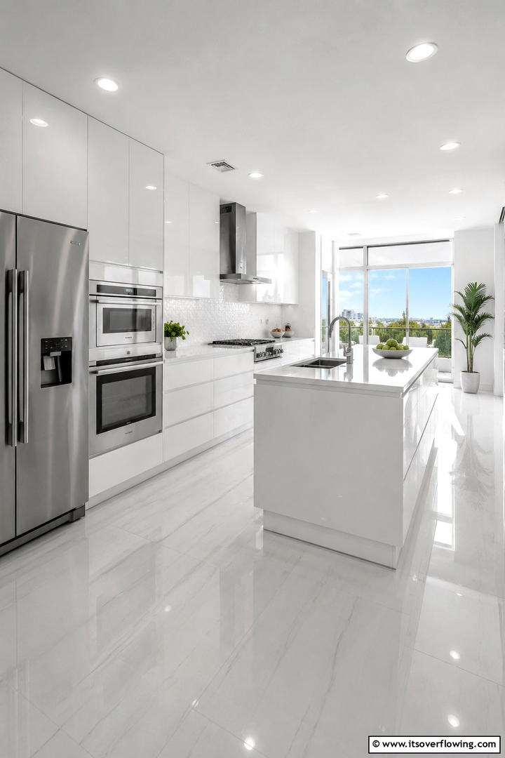 High Gloss White Finishes - 30 Small White Kitchen Ideas for Bright, Airy Spaces