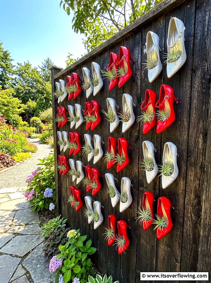 High Heel Wall Planter - 25 creative garden ideas with shoe planter wall
