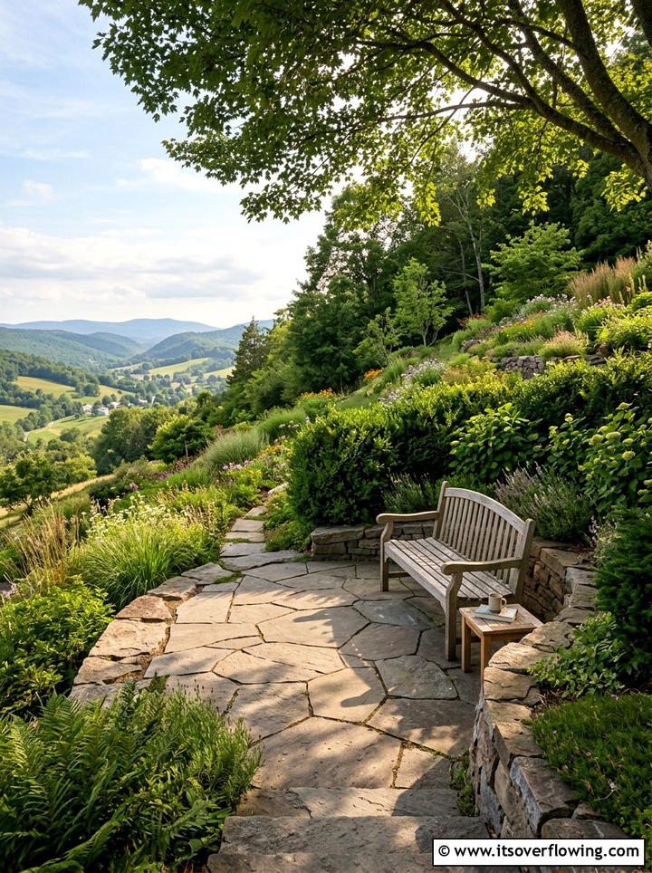 Hillside Seating Area - 25 garden ideas for sloped yards