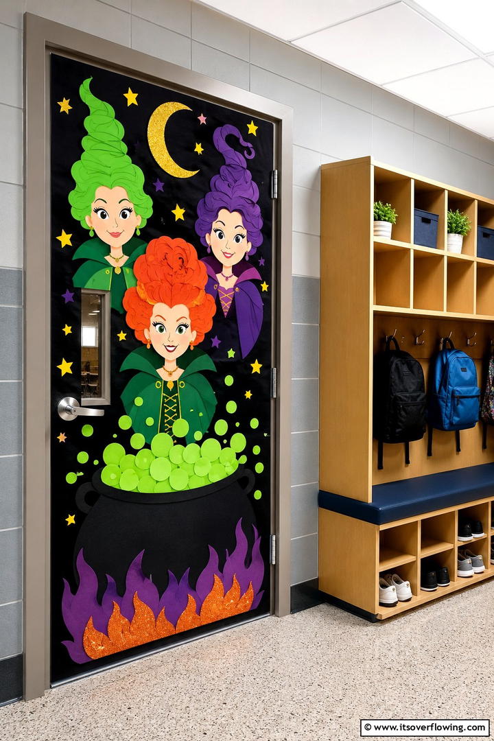 Hocus Pocus Theme - 50 Fall Door Decor Classroom Ideas for Cozy Entryways