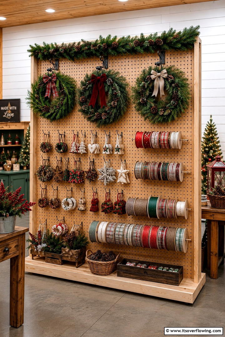 Holiday Craft Display - 30 Pegboard Ideas to Organize Your Home Efficiently