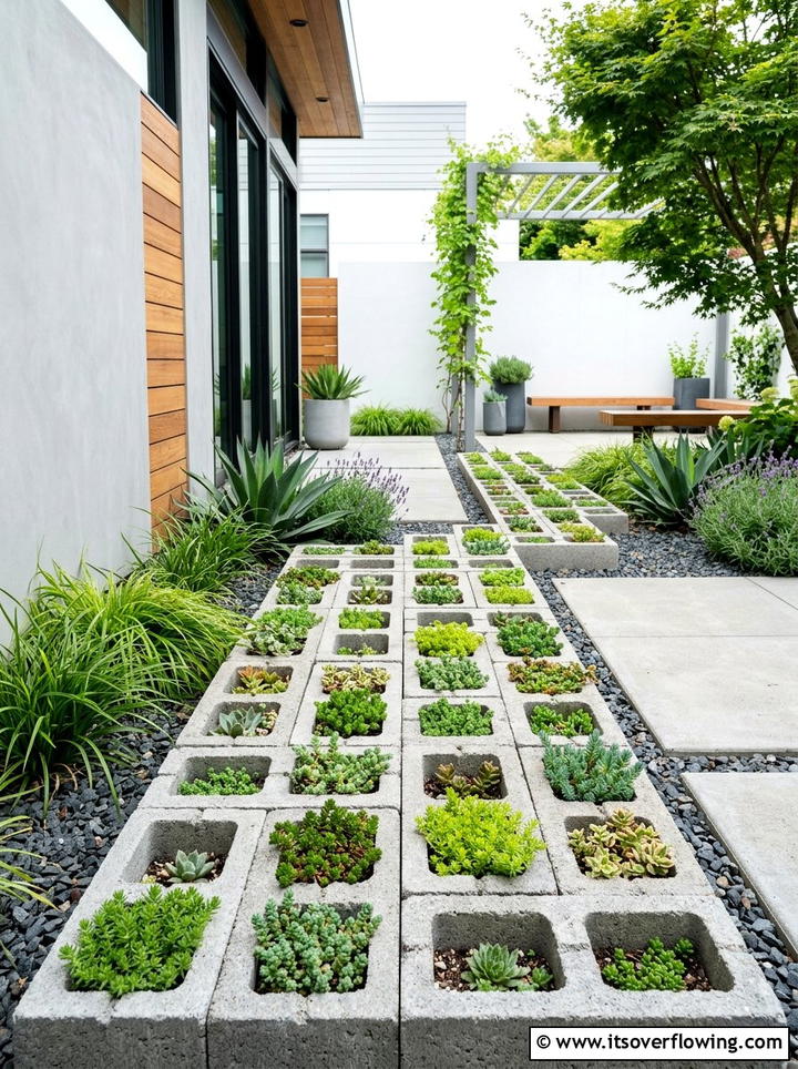 Hollow Cinder Block Path - 25 reusing old things ideas for garden pathways
