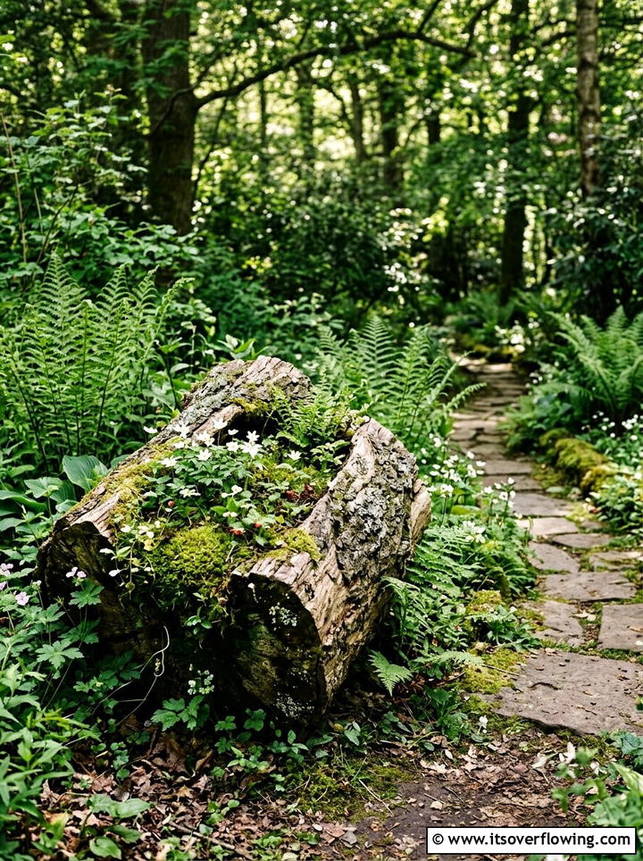 Hollow log planter - 25 upcycled garden ideas on a budget