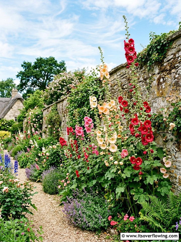 Hollyhock Backdrop - 25 garden design ideas for cottage gardens
