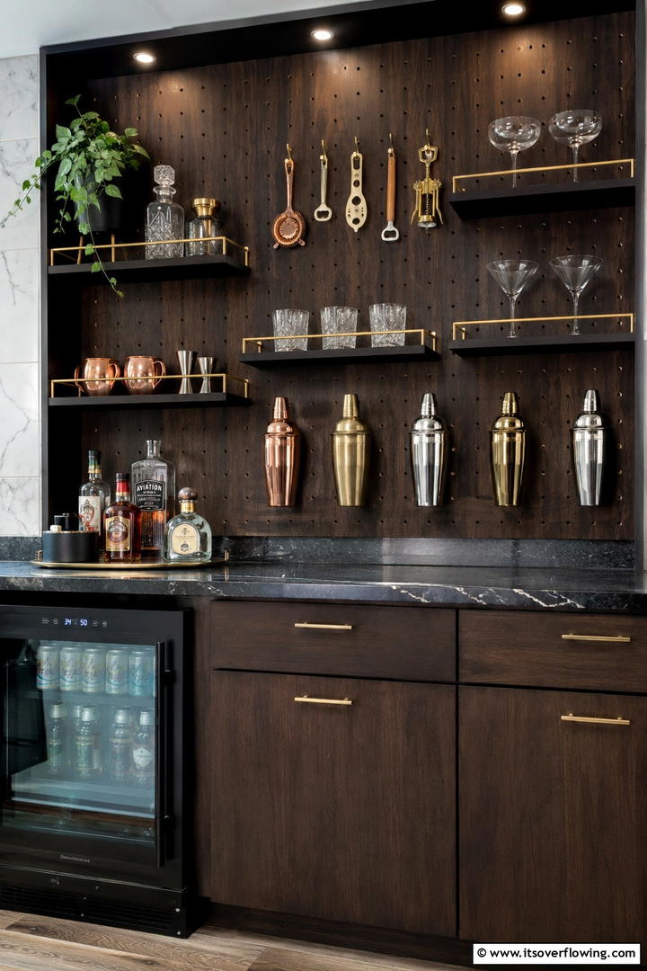 Home Bar Accessory Display - 30 Pegboard Ideas to Organize Your Home Efficiently