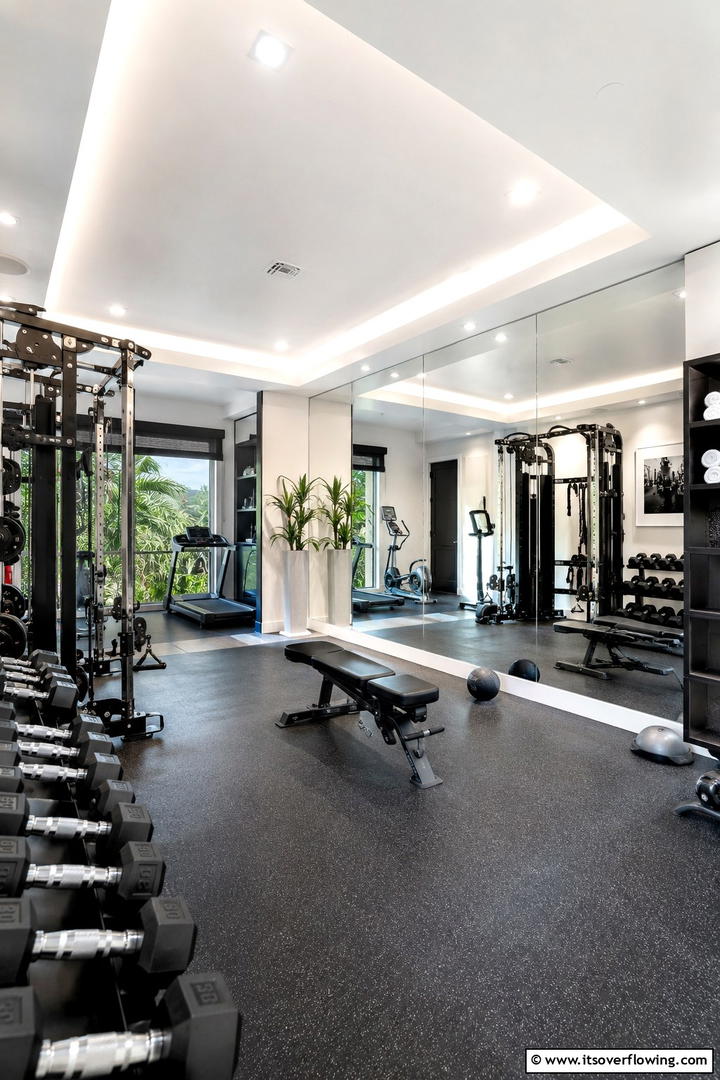 Home Gym with Mirrors - 30 Small Home Gym Ideas for Compact Fitness Spaces