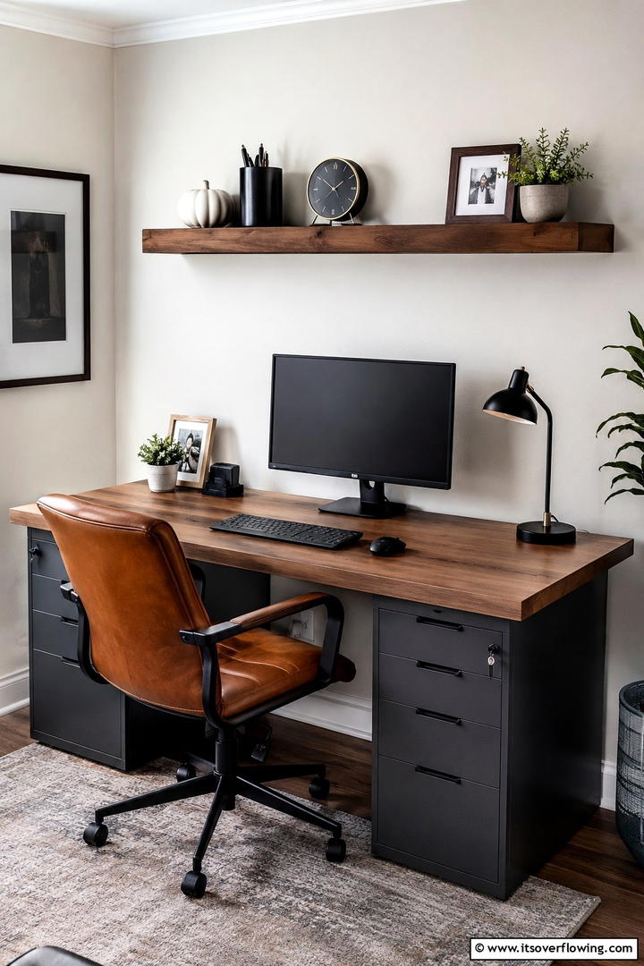 Home Office Floating Shelf - 50 Minimalist Fall Decor Ideas to Upgrade Spaces Now