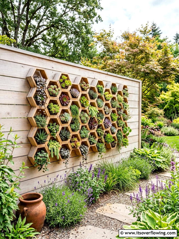 Honeycomb hexagon wall trellis - 25 garden decor ideas with trellis backdrops