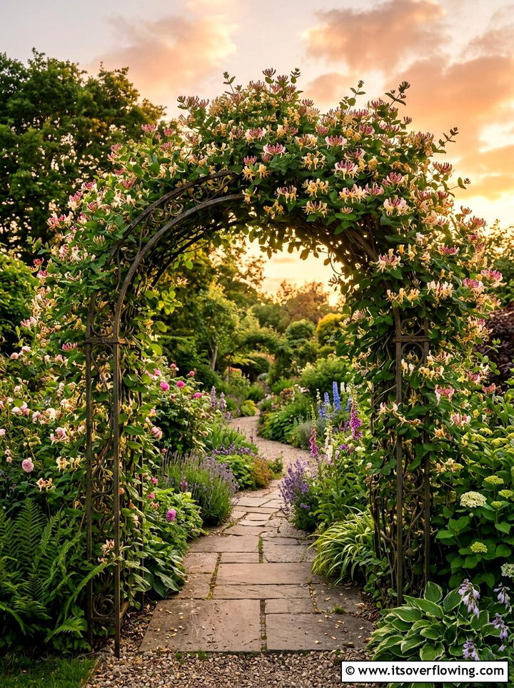 Honeysuckle archway - 25 creative garden ideas with hummingbird plants