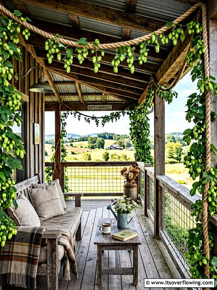 Hops Greenery Porch - 25 front porch ideas with trellis vines